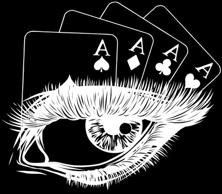 woman eye in white line on black background