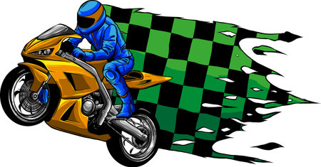 sportbike racer riding fast vector illustration designのイラスト素材
