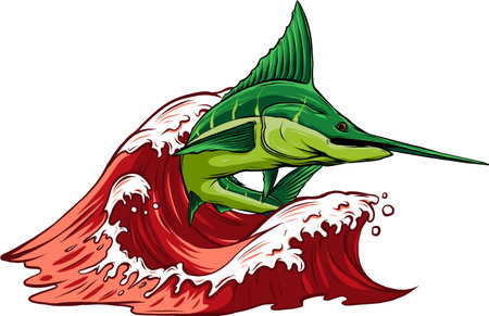 colored atlantic swordfish marlin vector illustration designのイラスト素材