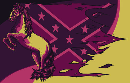 vector Illustration of a horse with confederate flagのイラスト素材