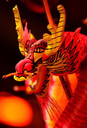 Dragon drum an ancient chinese toy from paper and bambooの写真素材