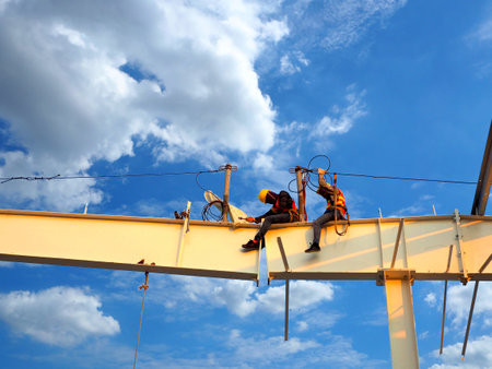 Man Working on the Working at heightの写真素材