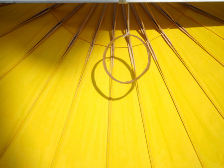 Beautiful Colorful paper umbrellas background の写真素材