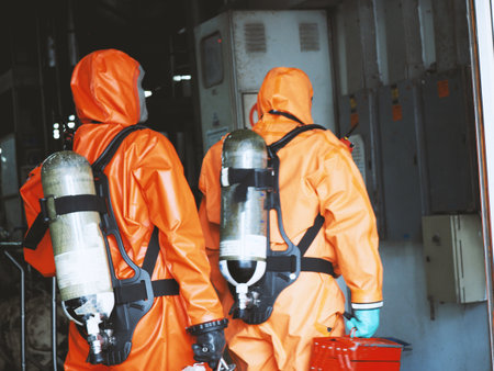 Fire departments and emergency response teams will conduct disaster preparedness drillsの写真素材