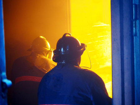 Fire departments and emergency response teams will conduct disaster preparedness drillsの写真素材