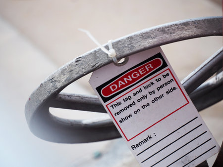 gas process valve isolation lock out tag out,Lock closed,Lock open.の写真素材
