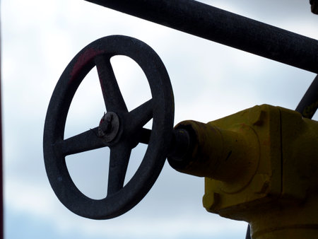 Industrial high pressure gas, pipelines and valves on factory