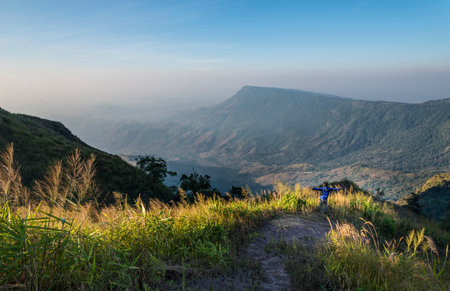 Mountain in blue skyの写真素材