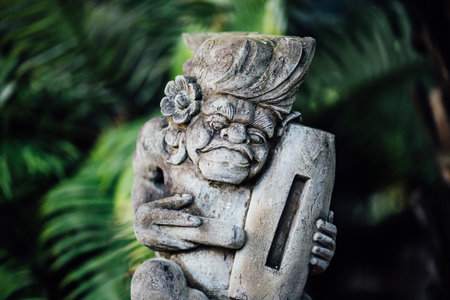 An ornately carved stone in Bali の写真素材