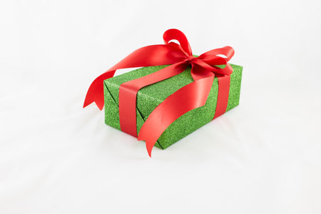 Holiday gift boxes decorated with ribbon isolated on white background.の写真素材