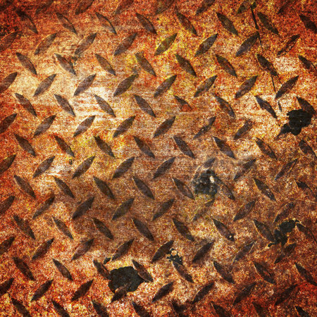 grunge retro vintage rusty old Diamond plateの写真素材