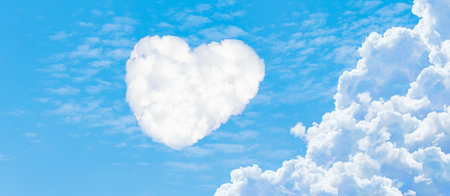 blue sky and white cloud heart shapeの写真素材