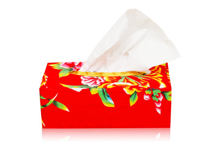 Red Tissue Box and flower pattern isolated の写真素材