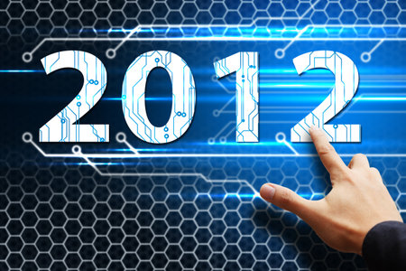 Smart hand press on the digital world 2012 year の写真素材