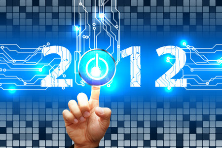 Smart hand touch the electric 2012 year の写真素材