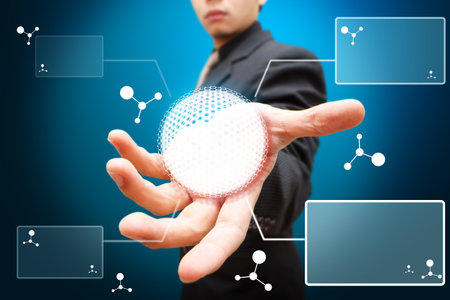 Smart hand hold nano ball with windows の写真素材