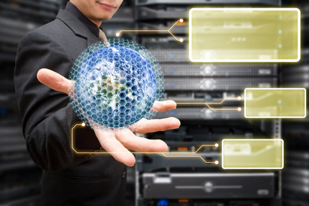 Programmer in data center roomの写真素材