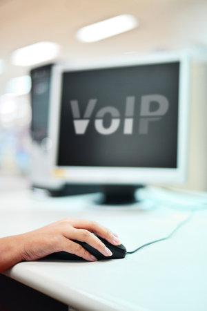 VOIP on monitorの写真素材