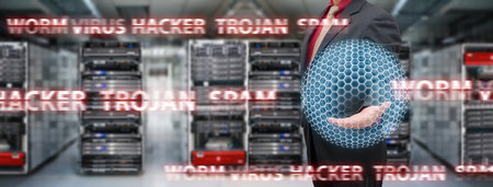 Virus protected by Programmer in data center roomの写真素材
