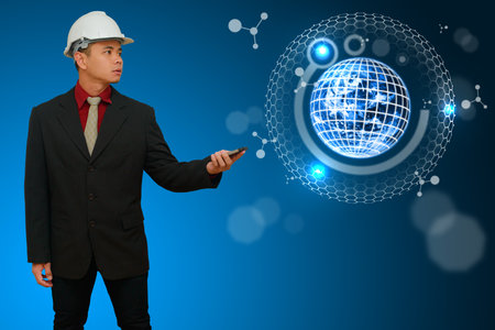 Digital world and programmerの写真素材