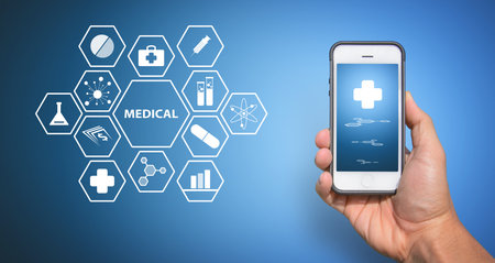 Medical icons from smart phoneの写真素材