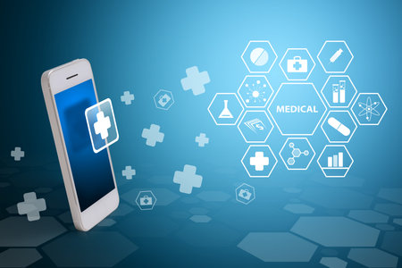 Medical icons from smart phoneの写真素材