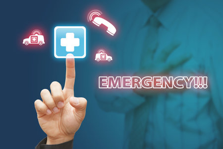 Finger touch the first aid sign