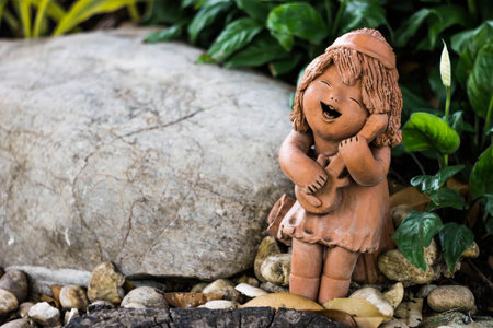 Musician clay sculpture in nature の写真素材