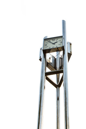 Clock tower isolated on white backgroundの写真素材