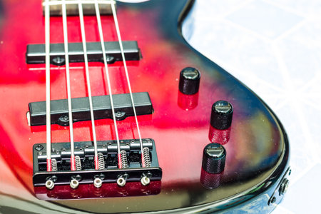 Red guitar bassの写真素材