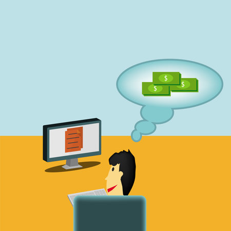 Man doing the document for moneyのイラスト素材