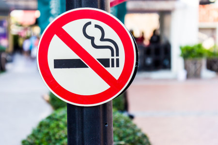 No smoking sign in the parkの写真素材