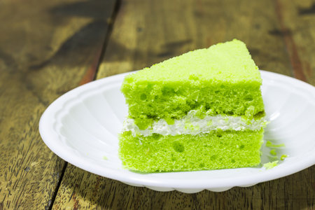 Piece of pandan cakeの写真素材
