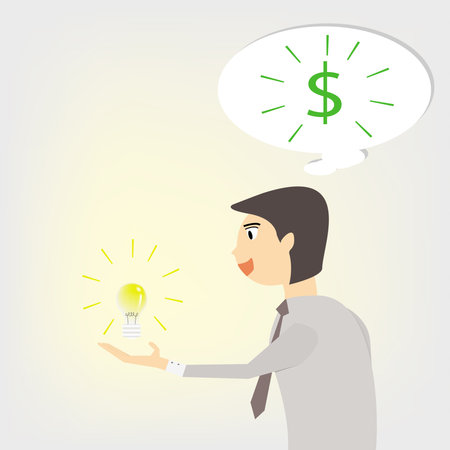 Businessman have an idea and think about moneyのイラスト素材