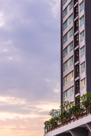 Building and twilight skyの写真素材