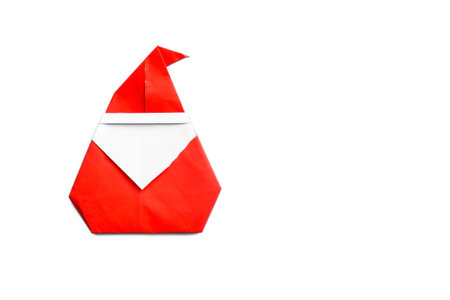 Origami santa claus, isolated on white backgroundの写真素材