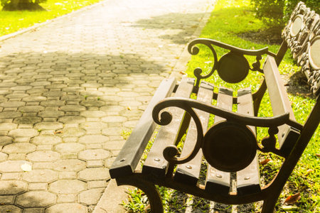 Park bench with sunlight