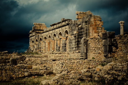 Ruins of an ancient roman city of Volubilisの写真素材