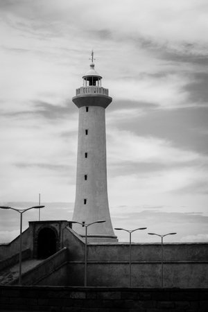 White lighthouse near Atlantic ocean の写真素材