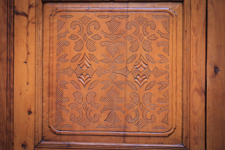 Brown wood-carving doorの写真素材