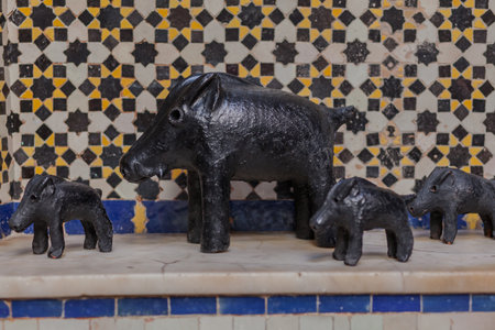 Decorative small wild pigs, arranged in a rowの写真素材