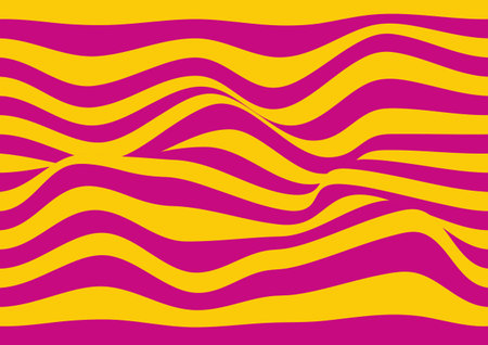 Distorted wavy lines abstract background vector illustration, curve It has a pink and orange straight line pattern.のイラスト素材