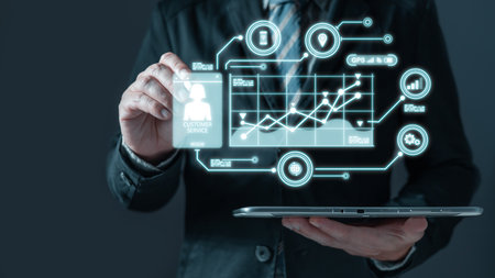 man draw graphs and progress of business and analyze financial,and investment.Use technology to plan...