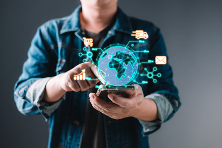 person hand holding world and pretend to think,innovation technology plan to success business....