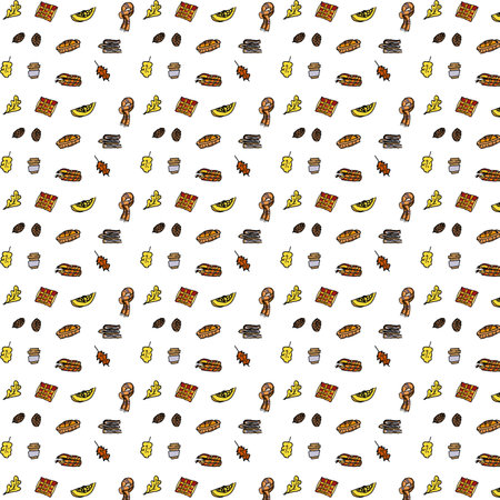 Autumn composition. Pattern made of autumn leaves, acorn, pine cones. Flat lay, top viewの写真素材