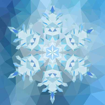 Triangular abstract geometric snowflake over triangular background.のイラスト素材