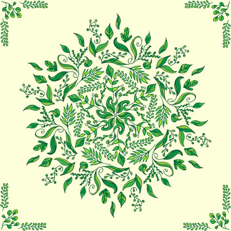 Beautiful circular floral seamless pattern. Ornamental vector illustration.のイラスト素材
