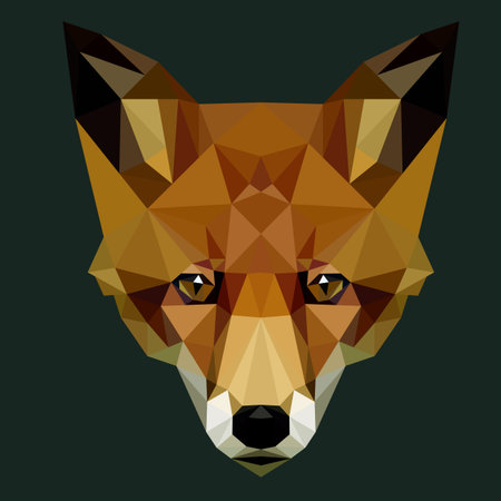 Vector polygonal fox head. Low poly animal illustration. Triangle color imageのイラスト素材
