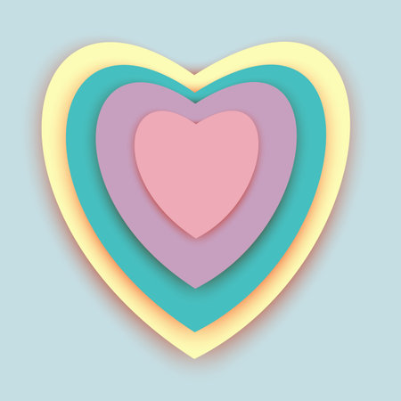 Colorful Hearts Cut from Paper, Vector Illustration.のイラスト素材