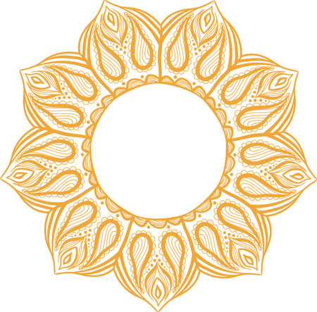 Simple colorful abstract mandala, ethno motive. Bright circular ornament consists of simple shapes. Stylized ethnic motive of East Asia. Vintage decorative elements. Circular ornamentのイラスト素材